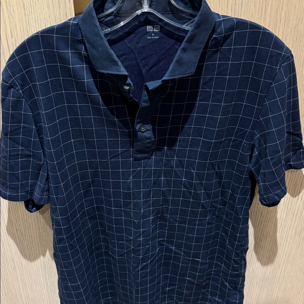Uniqlo navy checkered polo - great condition